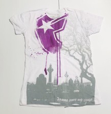 FAMOUS STARS AND STRAPS Women’s T-Shirt Pink White Gray Travis Barker SZ Small