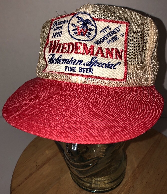 VTG WIEDEMANN Fine Beer 70s 80s USA LOUISVILLE MFG CO Hat Cap Snapback ALL MESH
