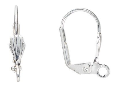 10 Silver Plated Brass 18mm Lever Back with Shell Earrings with Open Loop