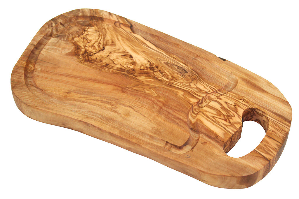 Steak Board 16 1/2in from Olive Wood With Juice Groove And Grifflasche Engraved