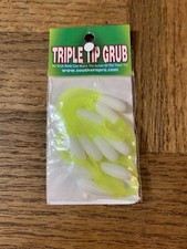 Southern 2.0-10-TTG06 Pro Triple Tip Grub White Chartreuse 1ea pk of 10-SHIP 24