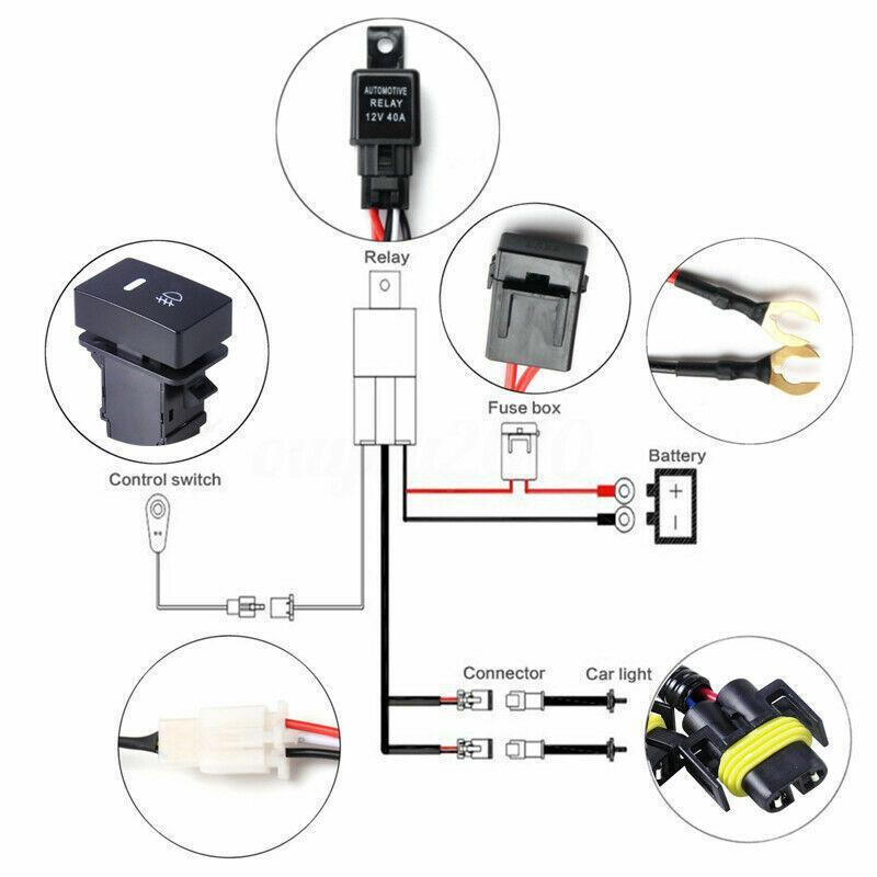 H11 Fog Light Wiring Harness Sockets Wire LED indicators Switch For