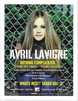 AVRIL LAVIGNE Rare Sk8er Boi 2002 PROMO TRADE AD Poster for Let go