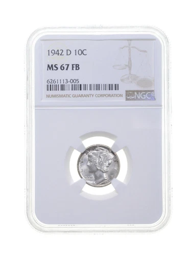 MS67 FB 1942-D Mercury Silver Dime - Graded NGC *4324