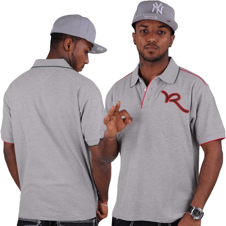 RocaWear Herren Designer Baumwolle Polohemd, Neu Hip Hop Era, Urban Geld Time Is - Bild 1 von 1