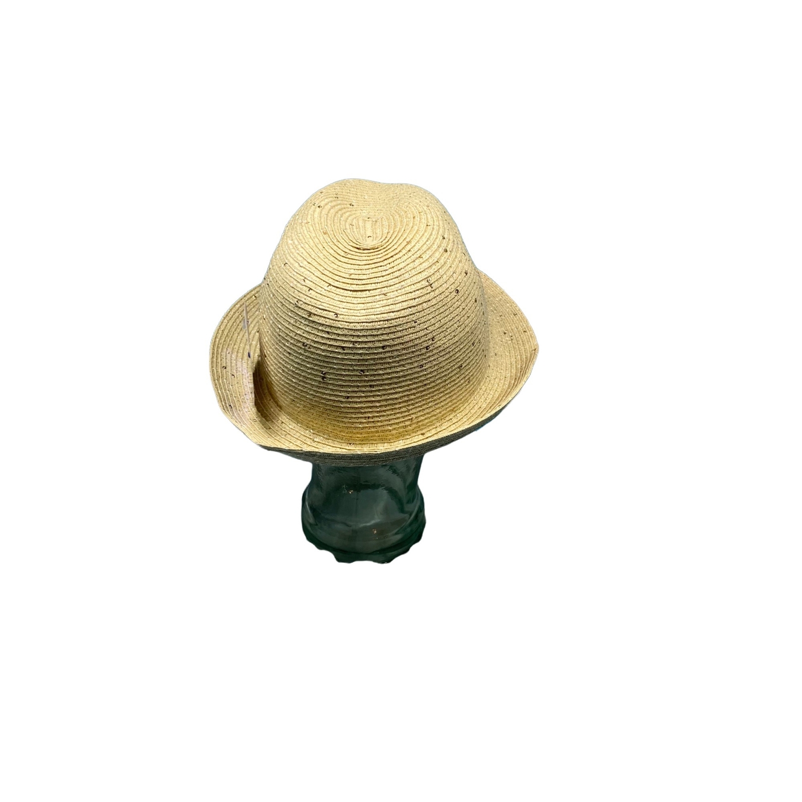 Hat Attack Tan Sequin Straw Panama Hat - image 4