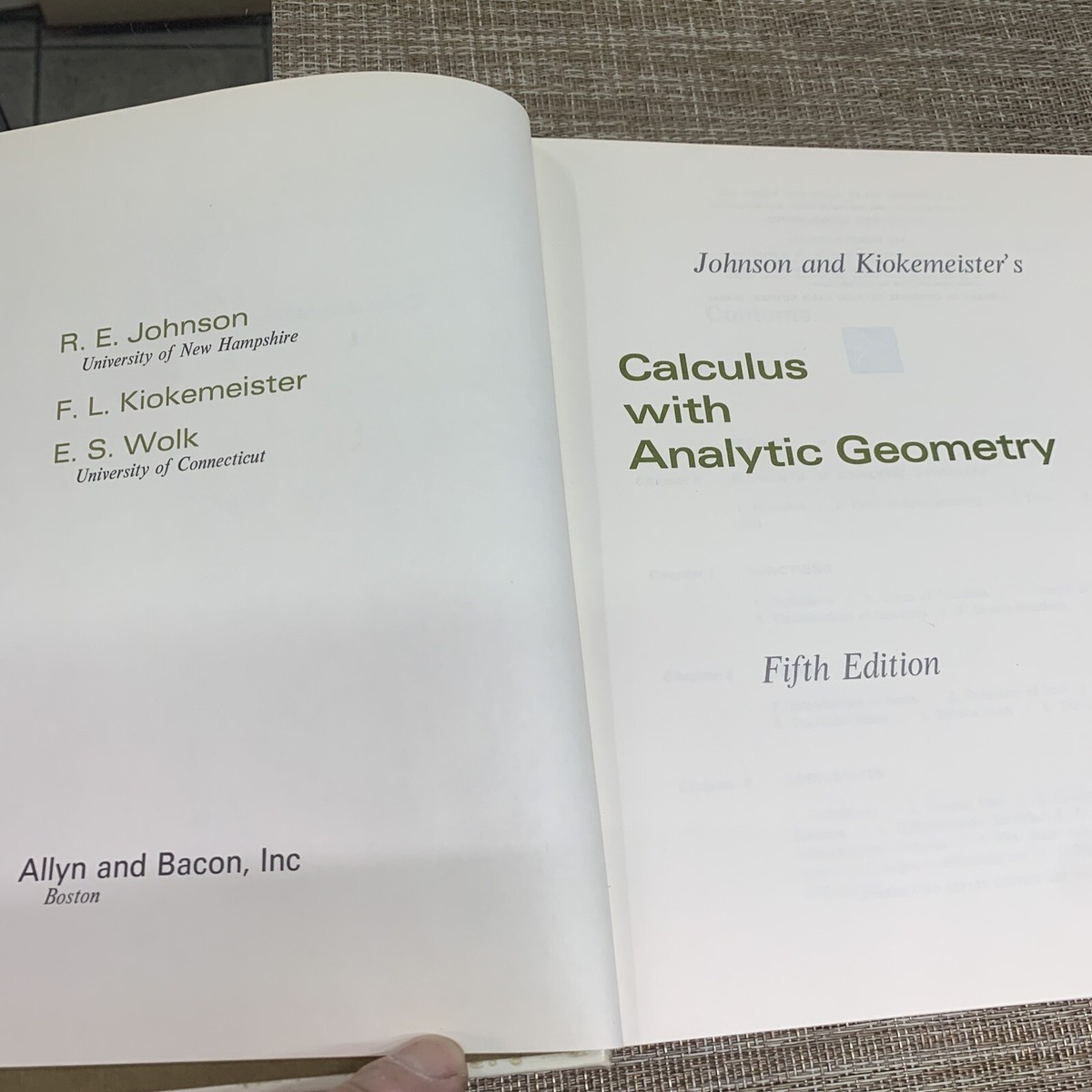 CleoncccThomas’CALCULUS Calculus with analytic geometry - Johnson and Kiokemeister's