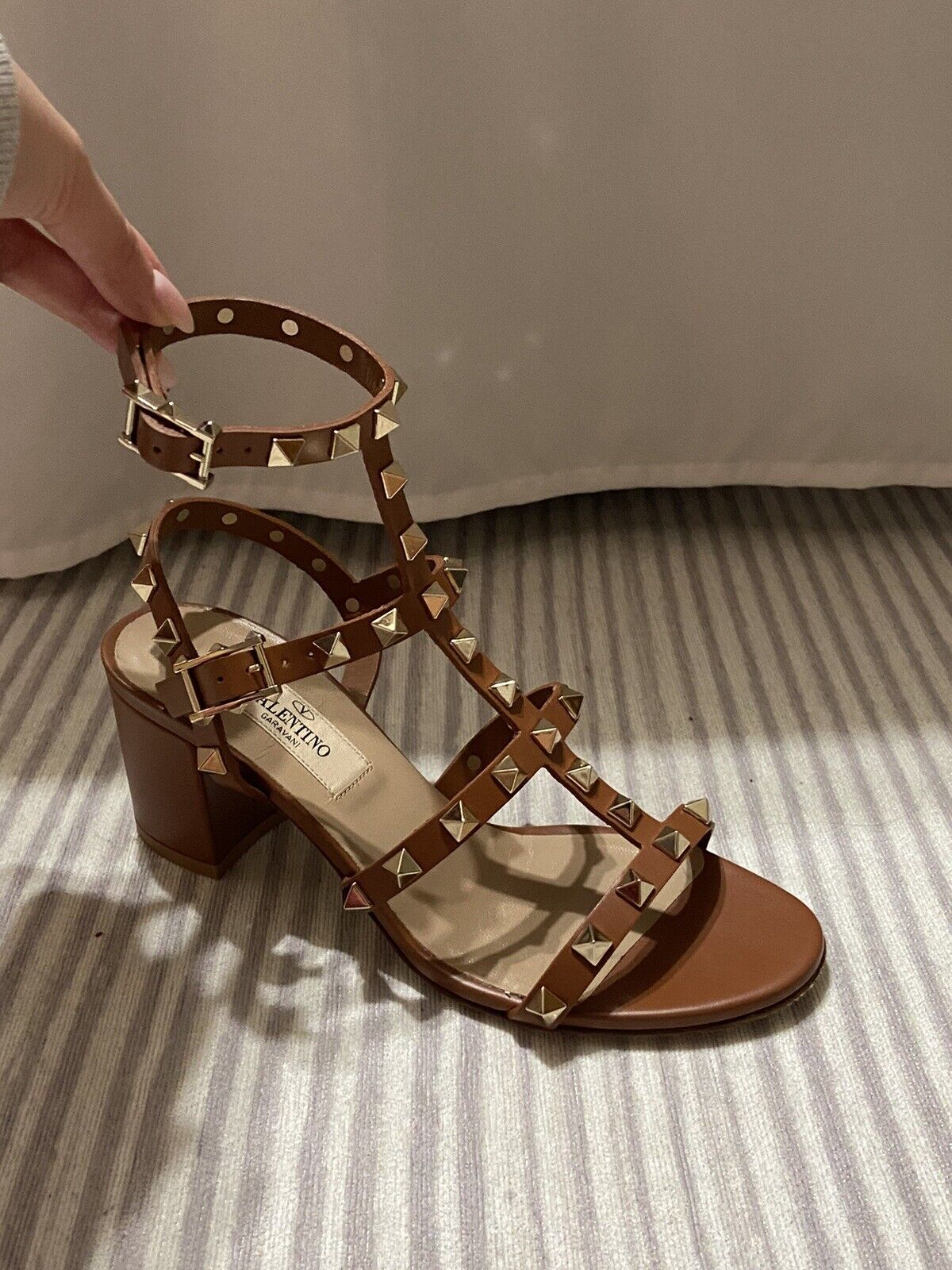 $1100 Valentino Garavani Women Brown Leather Heel Sandal Shoe size 34 US 4 eBay