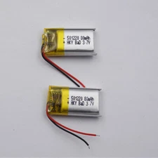 2pcs 3.7v 80mah Rechargeable Polymer Li Battery 501220 For Bluetooth Headset