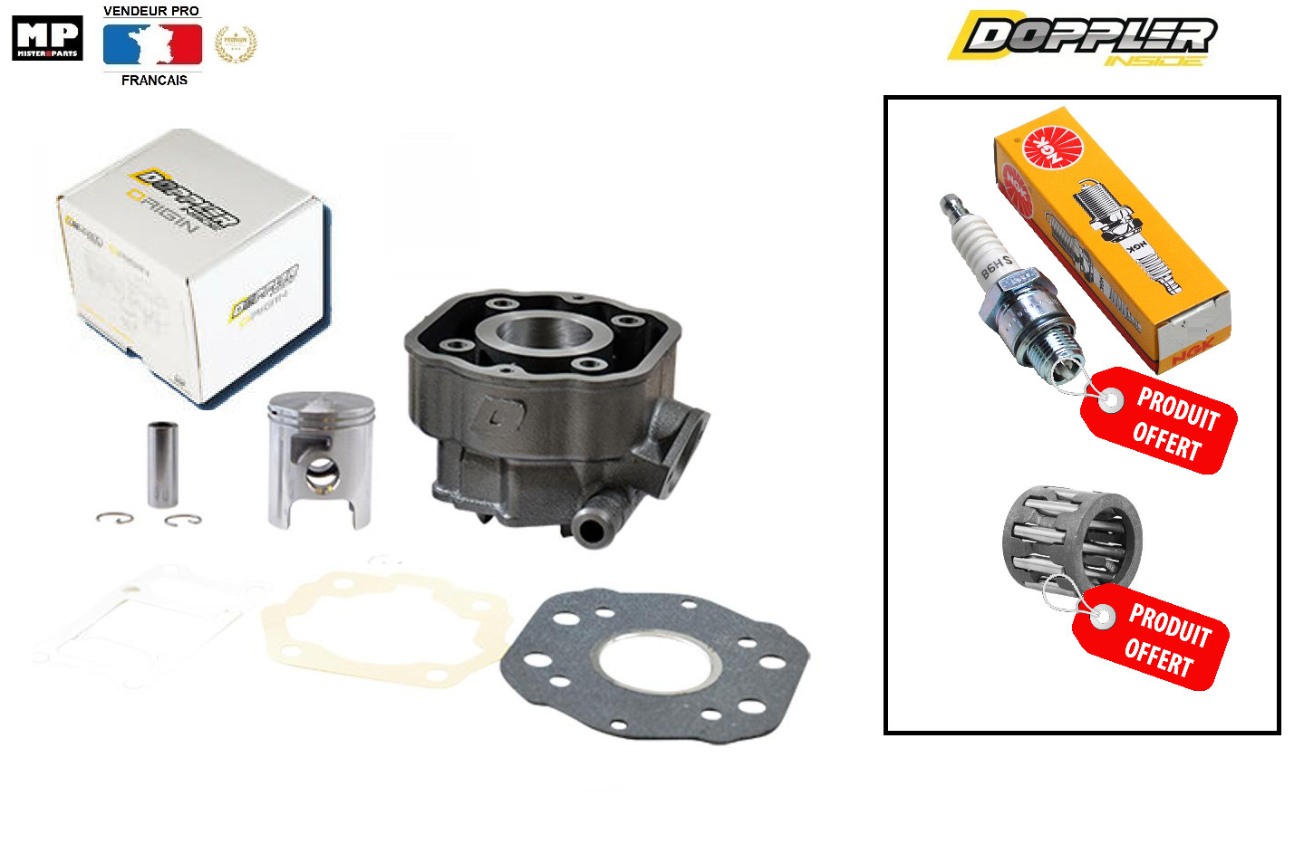 Kit cylindre Doppler en fonte pour Derbi EURO2 endurance maximale et compression stable