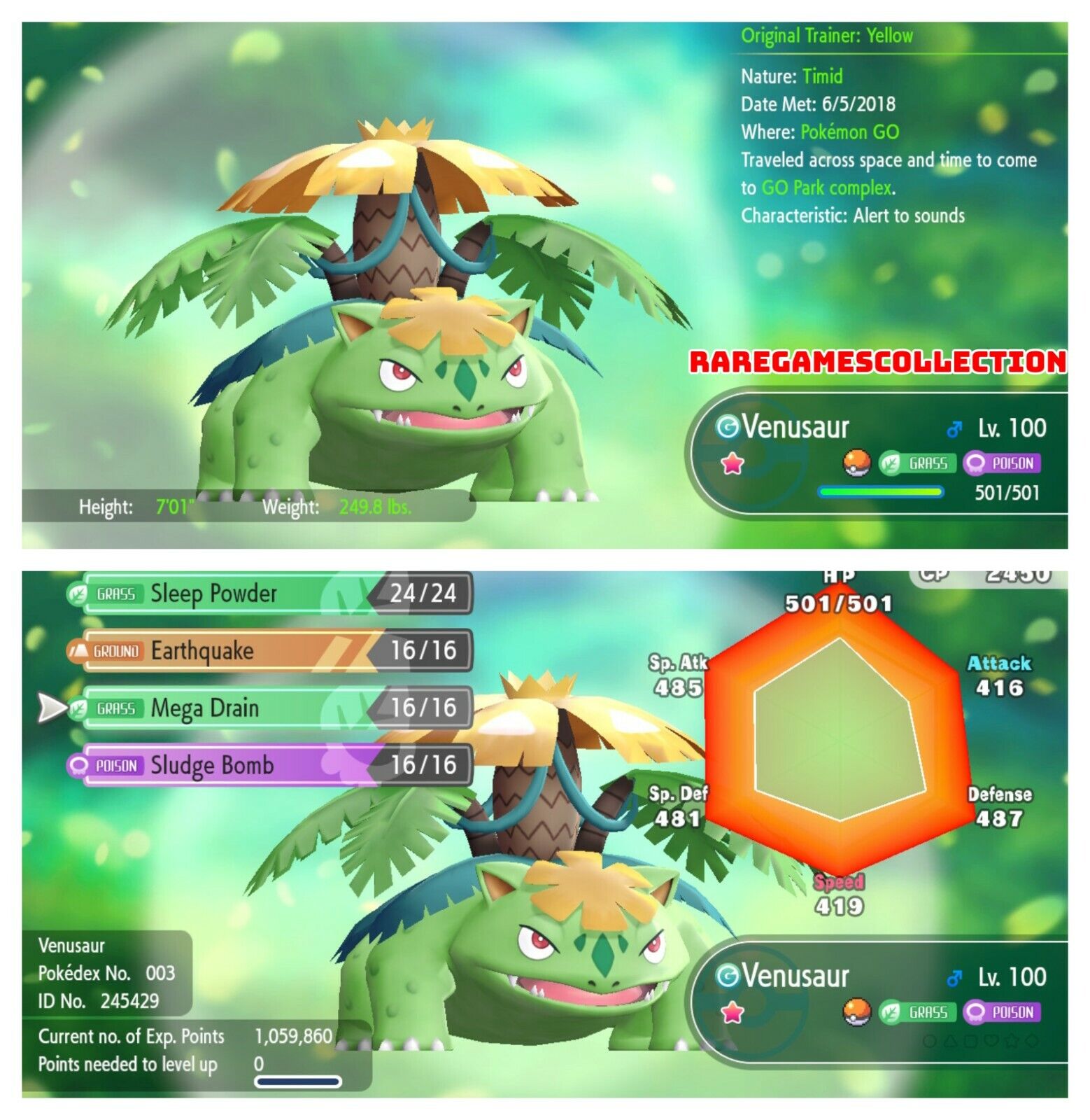 Pokemon Let's Go Shiny Venusaur 6IV-AV Trained – Pokemon4Ever