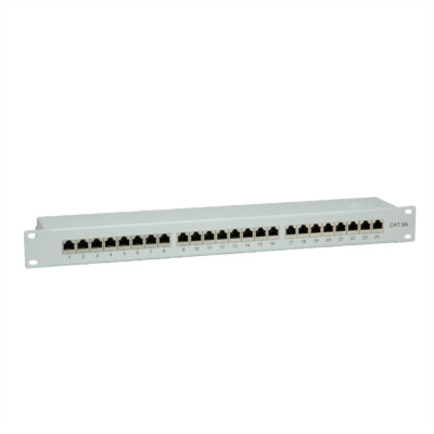 19''-Patchpanel, 24 P, geschirmt, grau, Kat.6A (Class EA) 