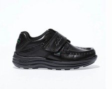 Image of Kickers Reasan Strap Leather JM 112823 Boys Kids Shoes Black School Shoe