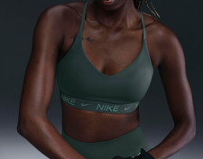 Nike Women's Green Indy Light Support Padded Sports Bra FD1064-338  1X/2X/3X