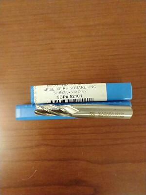NIAGARA 5/16 SQUARE END MILL 3/8 SHANK HSCO 4 FL 52101