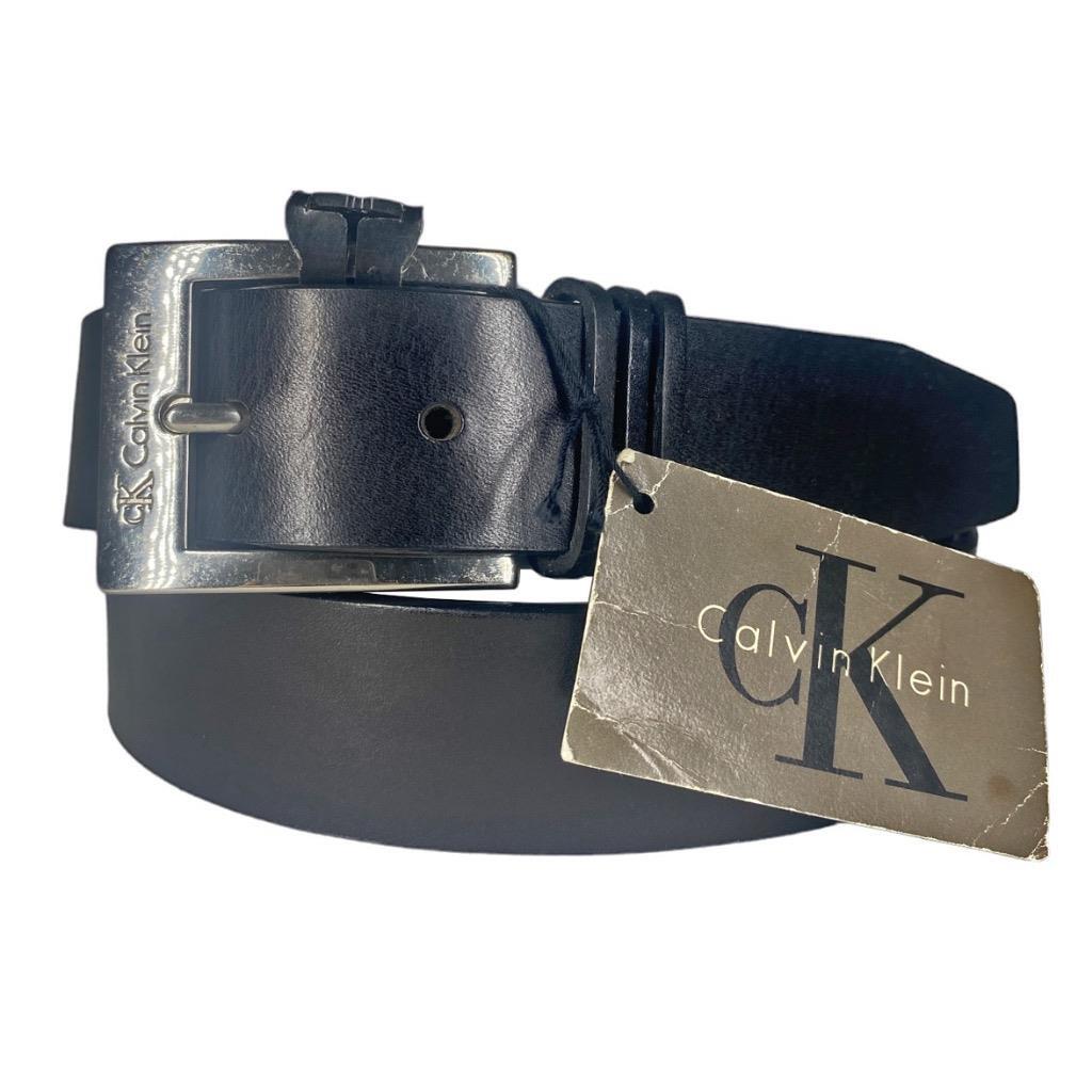 NWT CALVIN KLEIN Belt Vintage 90s Black Italian Saddle 