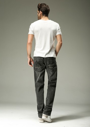 FOX JEANS Men's Hyman Regular Fit Straight Black Denim Jeans SIZE 30-42 - Picture 6 of 11