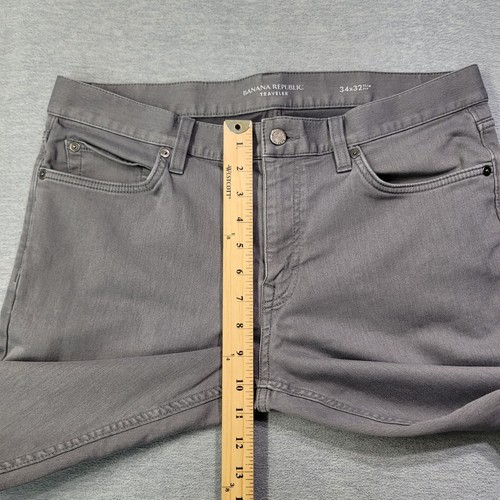 Banana Republic Jeans Mens 34x32 Gray Traveler Slim Fit Straight Leg Stretch - Picture 7 of 10