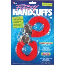 Furry Fuzzy Costume Handcuffs Metal Wrist Cuffs Soft Halloween Gag Gift
