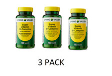 3 PACK Spring Valley Super B-Complex Vitamin Tablets, Energy Support, 100 Ct
