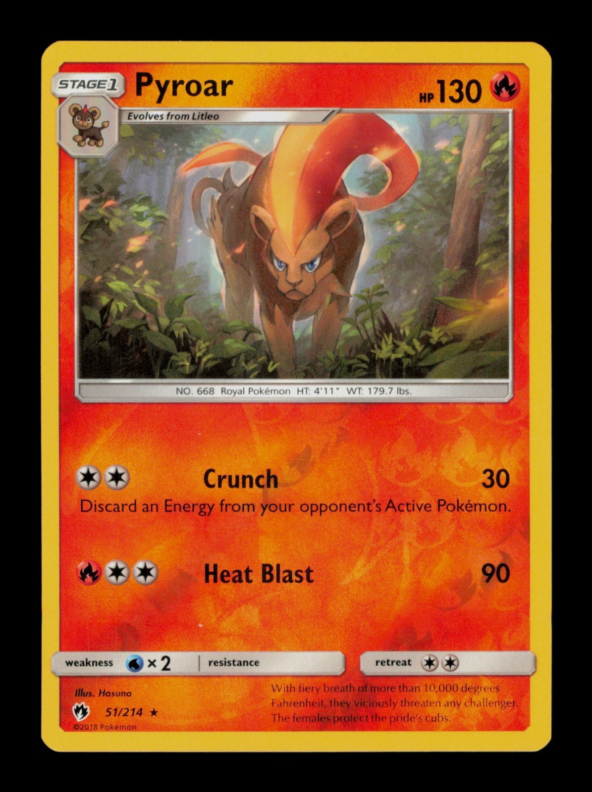 Pyroar 51/214 Pokemon Lost Thunder Holo Trading Card TC