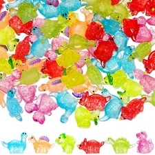 150 Pcs Glitter Mini Dinosaur Figures Resin Tiny Small Dinosaur Toys Garden R...