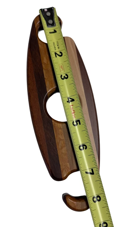 Soporte para carrito de vidrio para botella de vino de madera a rayas artesanal - 2 vasos Foto 3 de 3