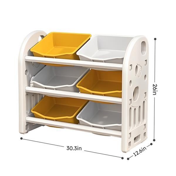 Kids Toy Storage Organizer 6 Bins Multi-Function Nursery Playroom Furniture Unit