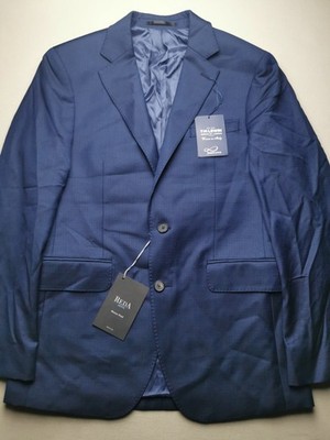 T.M.LEWIN REDA MILL Men UK 40R Maxwell Slim Wool Texture Check Jacket BNWT Blue