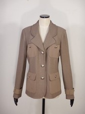 ST JOHN Textured Knit Taupe Jacket Size 12