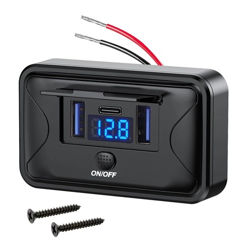 1X Fast Charger Socket Power Outlet On-Off Switch Dual USB QC3.0&PD ...