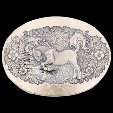 Solid Brass Unicorn Award Design Medals 1980s Vintage Belt Buckle