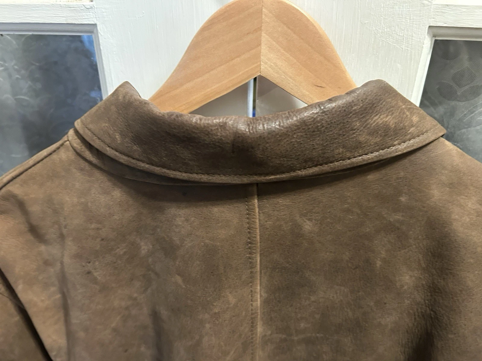 Roundtree & Yorke Men's Brown Genuine Leather Bomber Jacket Lined Zip 3XL - product detail image 7