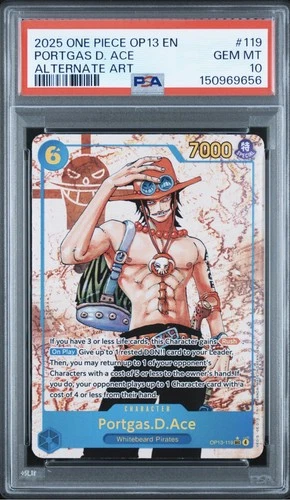Portgas D Ace One Piece Carrying On His Will OP13-119 Alternate Art PSA 10