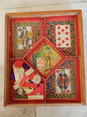 ancien jeu de nain jaune avec jetons en os - Photo 1/4