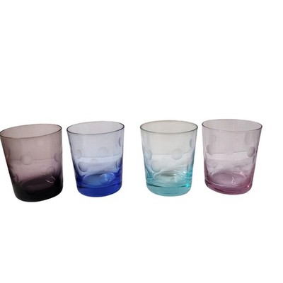 Marquis by Waterford Polka Dot Set 4 Double Old Fashioned Glasses 4 1/4'' H