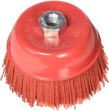 Abrasive 180 Grit Nylon Bristle Cup Brush - 4 Inch - Safe for Use on Metal, Wood