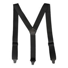 Airport Friendly Suspenders,NO buzz Plastic Clip 1.5 inch Fully Y Back Black