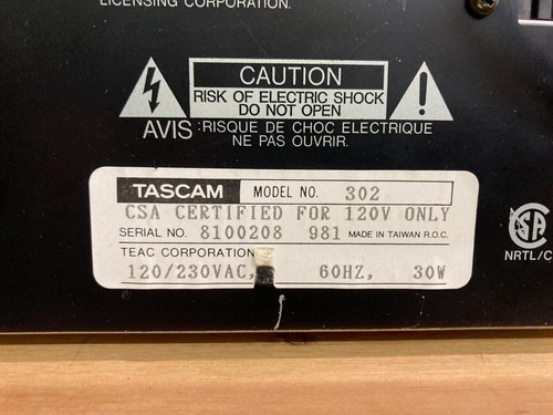 Tascam 302 Dual Cassette Deck - Serviced/Tested, in great working condition - Picture 4 of 4
