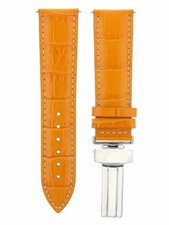 24MM LEATHER BAND STRAP FOR CARTIER TANK FRANCAISE DEPLOYMENT CLASP ORANGE WS