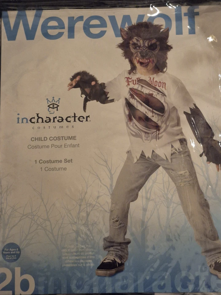 Werewolf Child Costume (Size 14 Top, Mask, And Gloves) - Image 4 of 4
