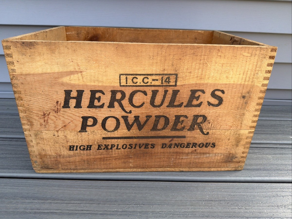 Vintage Hercules Powder Wooden Crate ICC-14 High Explosives Box 