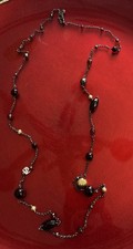 David Yurman Bead Necklace 18K Gold Balls/Onox Balls & Garnet Balls Necklace 38”