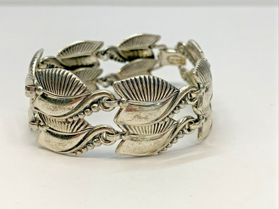 Vintage Danecraft Sterling Silver 925  Leaf Link Bracelet 7'' 31g Retro