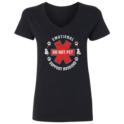Emotional Support Husband - Do Not Pet Funny Ladies' V-Neck Tshirt