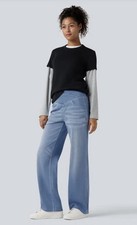 Halara Flex Light Blue Crossover Stretch Straight Leg Jeans Size M Regular 10 12