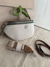 New Tory Burch Thea Canvas Belt Bag Color: Canvas / Brown