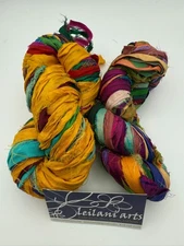 2 Skeins Leilani 100% Silk Ribbon Yarn