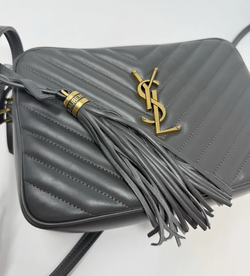 G2U с ярлыками Saint Laurent Lou выстеганная кожа камеры сумка Storm серый - Изображение 4 из 4