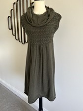 NWOT MAX STUDIO SWEATER DRESS OLIVE ARMY GREEN CABLE KNIT COWL NECK SZ LARGE NEW